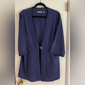 Soft Surroundings Blue 3/4 sleeve Lightweight Cotton Jacket/Topper